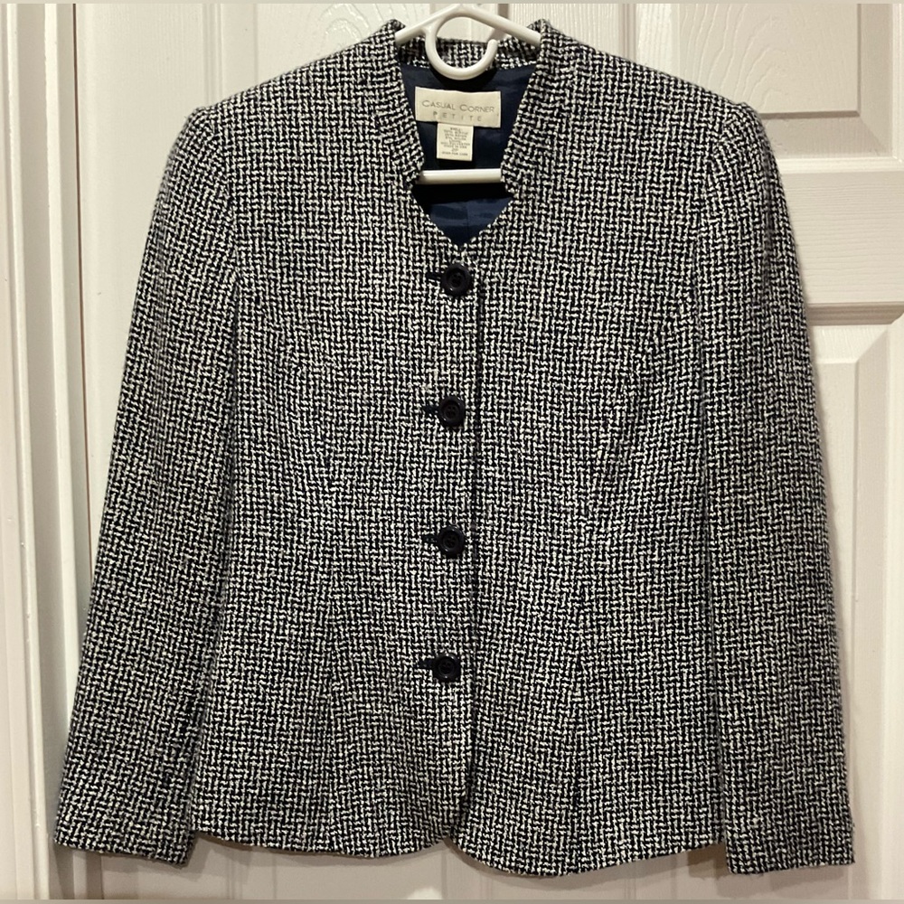 Navy tweed navy blue & cream blazer